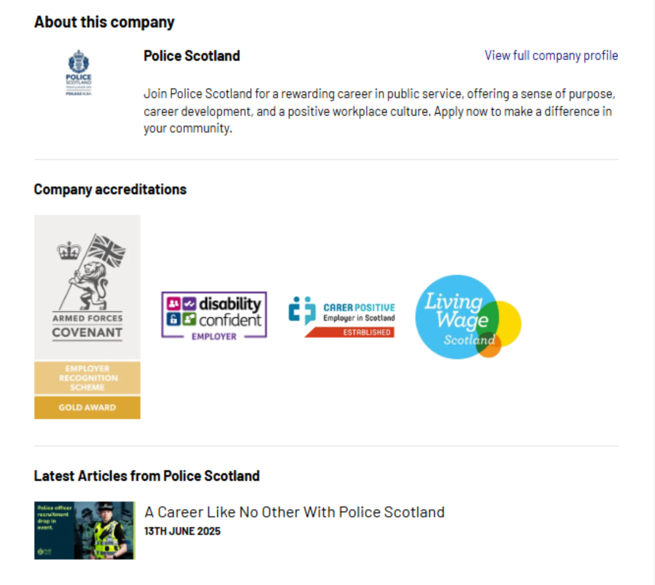 Police Scotland accreditations