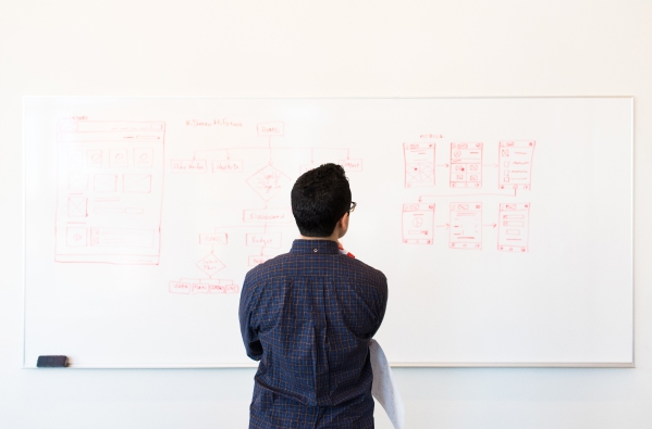 Man looking at whiteboard